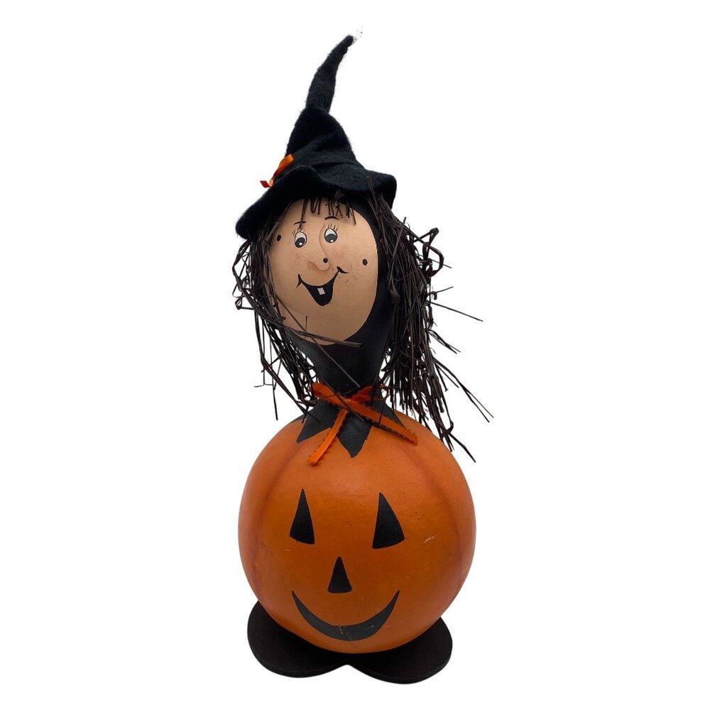 Halloween Witch hand painted gourd pumpkin body black hat halloween decor‎
